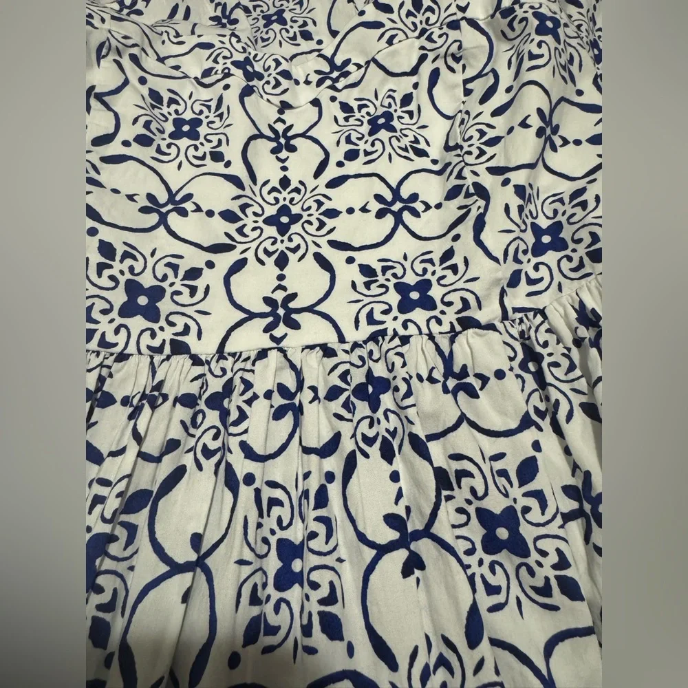 J. Crew factory blue and white Poplin corset midi dress Size 6 - Picture 8 of 14